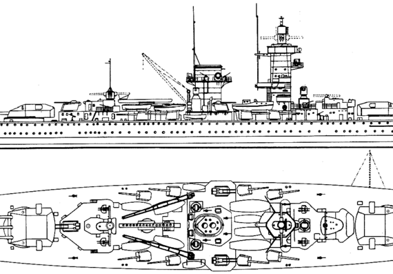 Корабль DKM Admiral Graf Spee [Pocket Battleship] (1939) - чертежи, габариты, рисунки